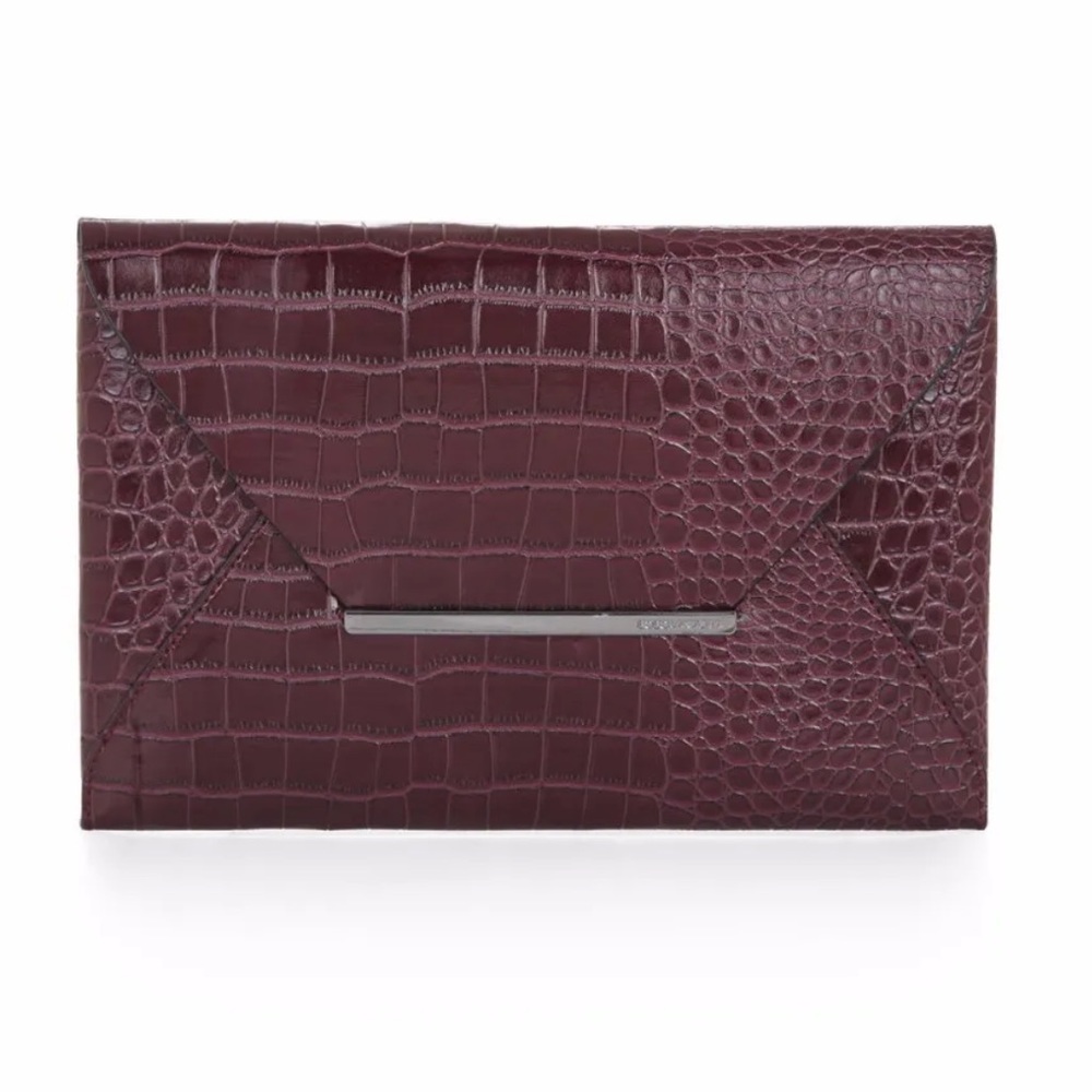 BCBG Maxazria “Harlow” Embossed Envelope Clutch Burgundy